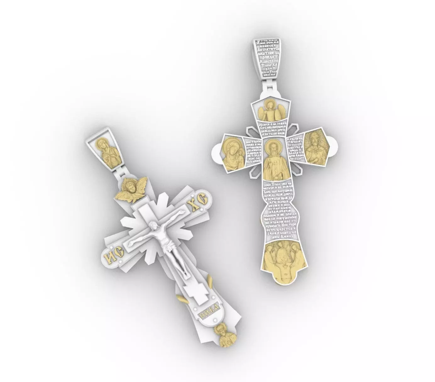 Cross with Jessus and Prayer 3D print model_0
