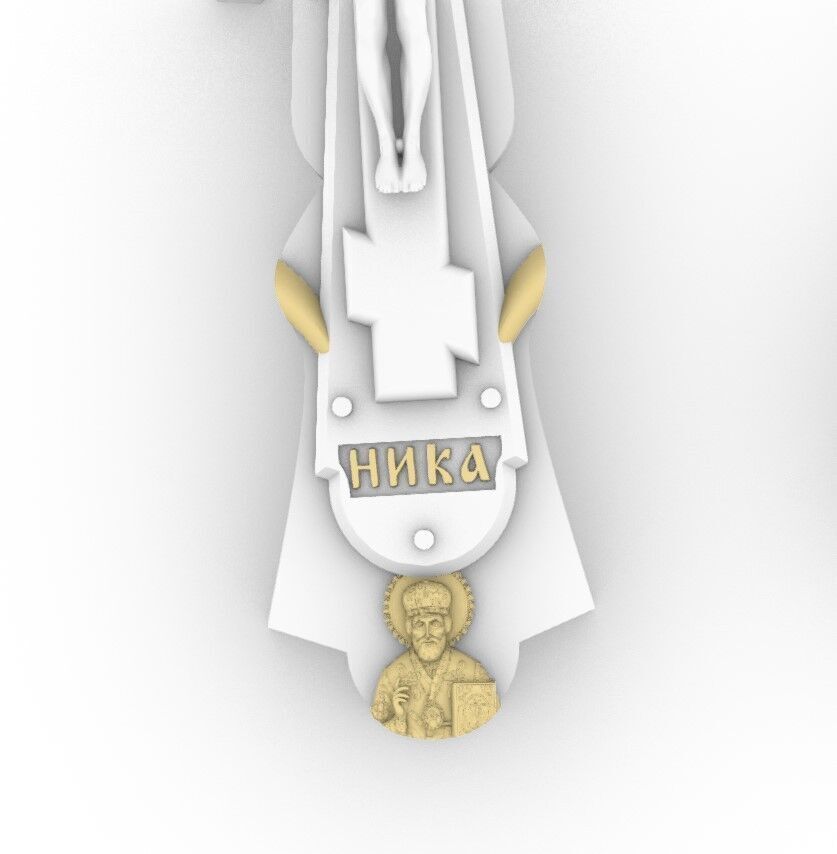 Cross with Jessus and Prayer 3D print model_6