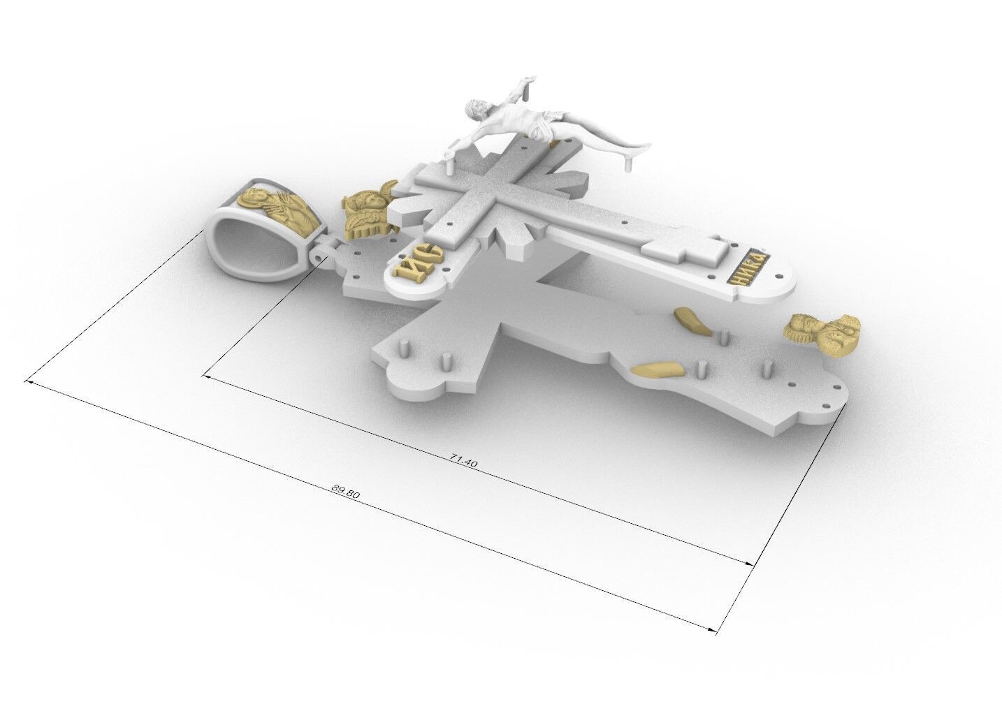 Cross with Jessus and Prayer 3D print model_10