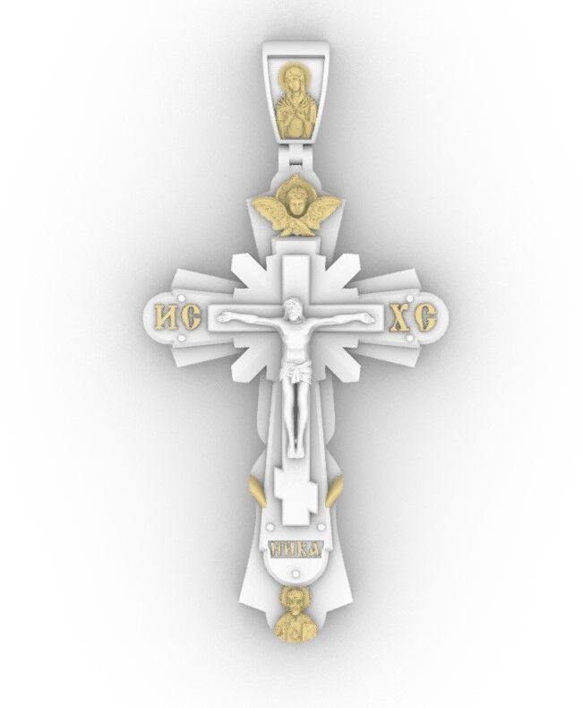 Cross with Jessus and Prayer 3D print model_1