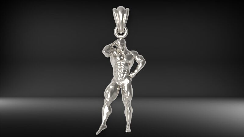 Bodybuilder pendant 3D print model_22