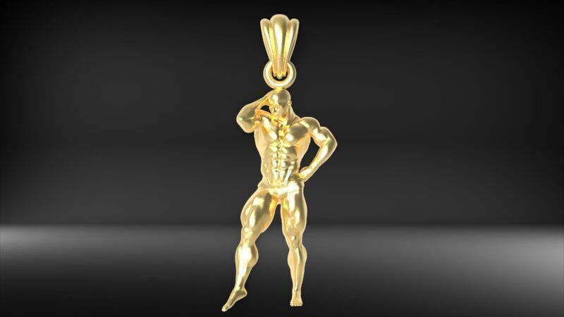 Bodybuilder pendant 3D print model_26