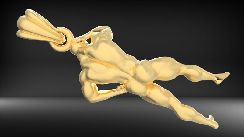Bodybuilder pendant 3D print model_3