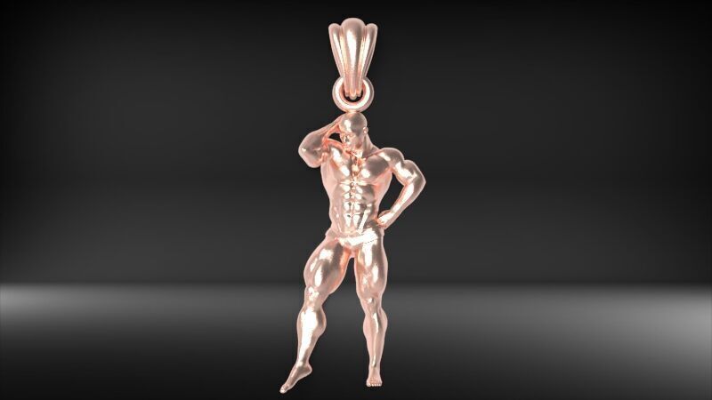 Bodybuilder pendant 3D print model_25