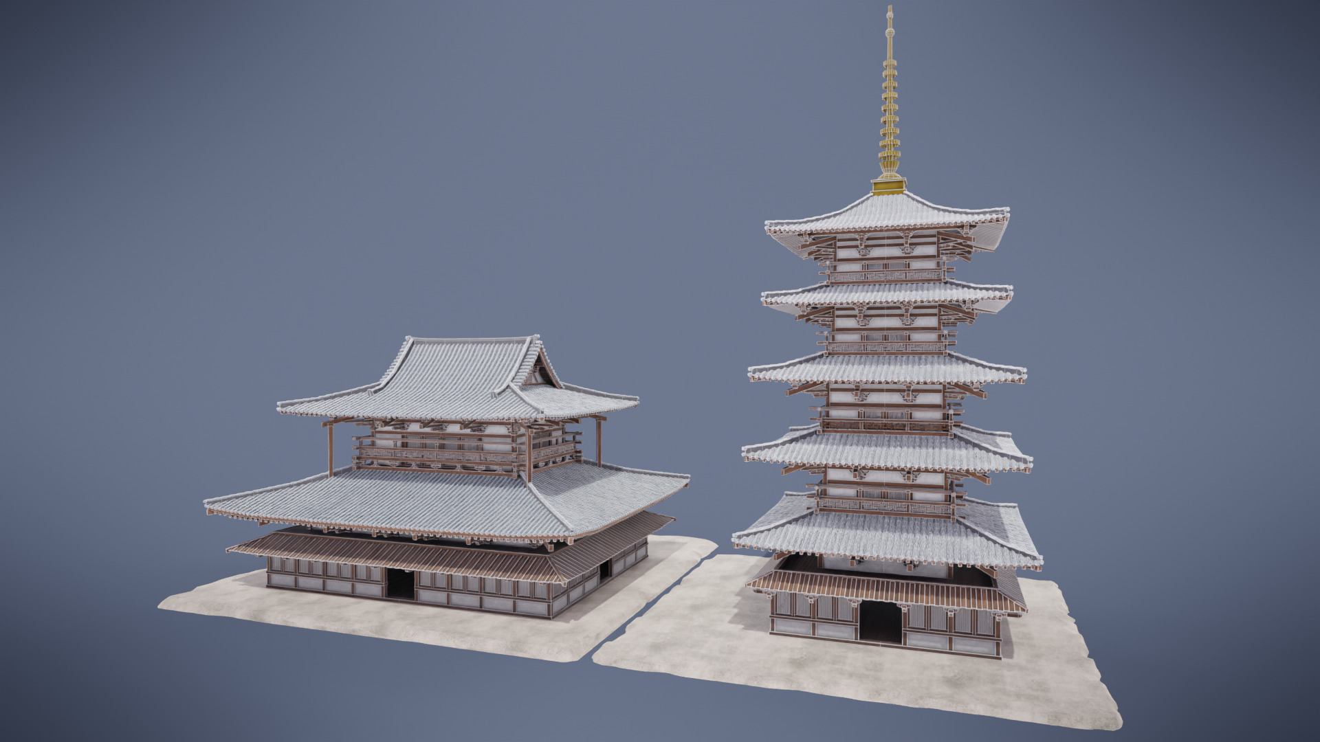 Japanese Shrine Low-poly 3D model_13