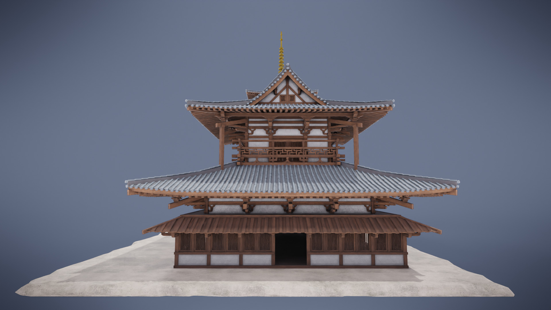 Japanese Shrine Low-poly 3D model_7