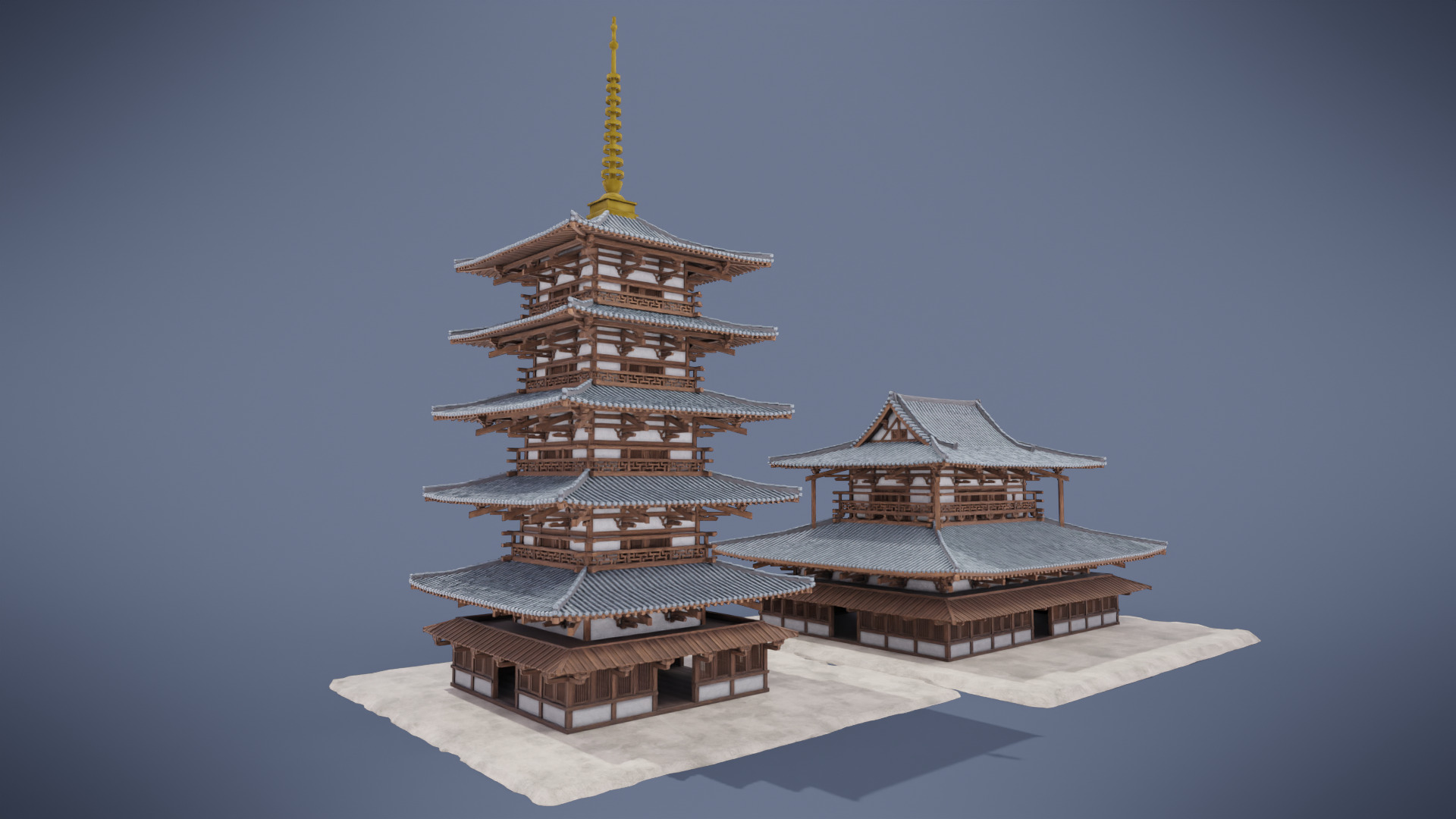 Japanese Shrine Low-poly 3D model_4