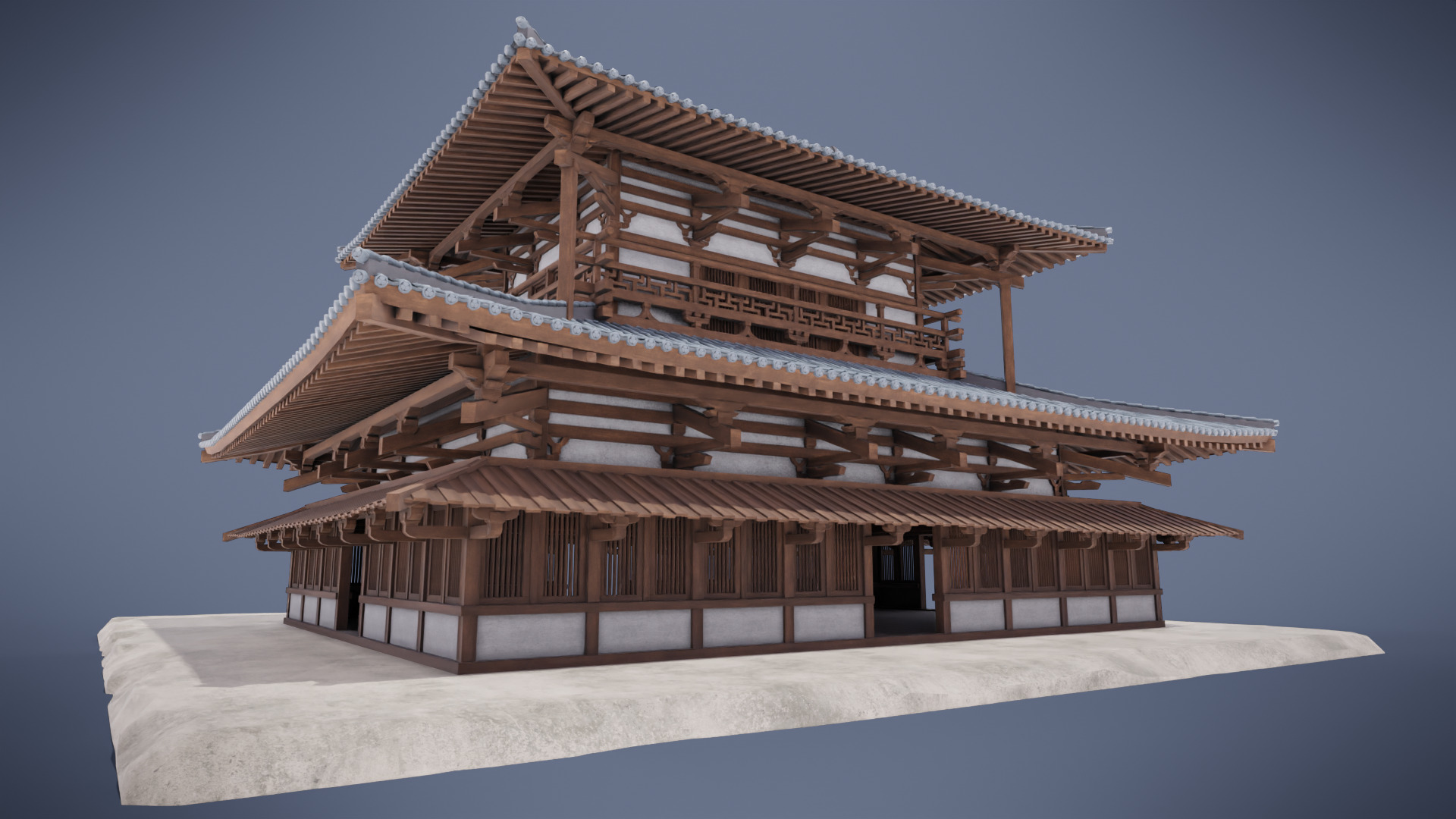 Japanese Shrine Low-poly 3D model_9