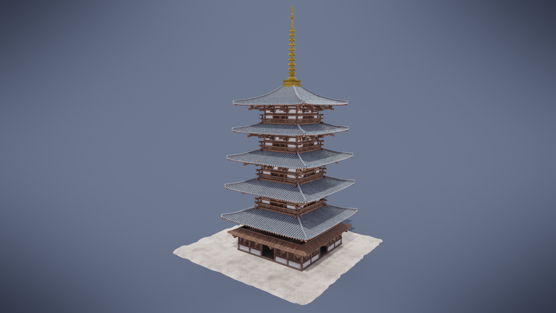 Japanese Shrine Low-poly 3D model_11