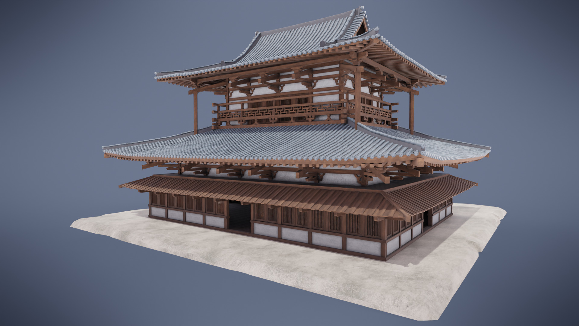 Japanese Shrine Low-poly 3D model_8