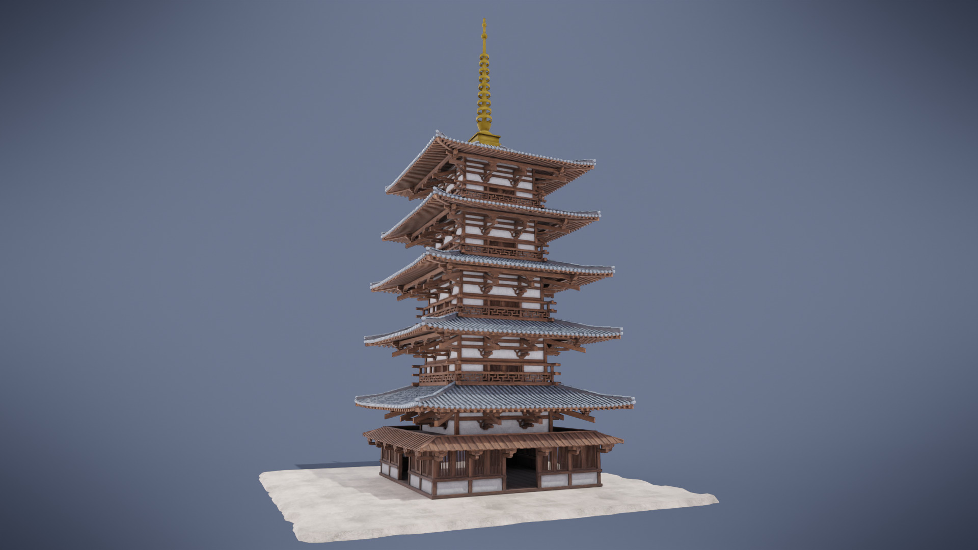 Japanese Shrine Low-poly 3D model_12