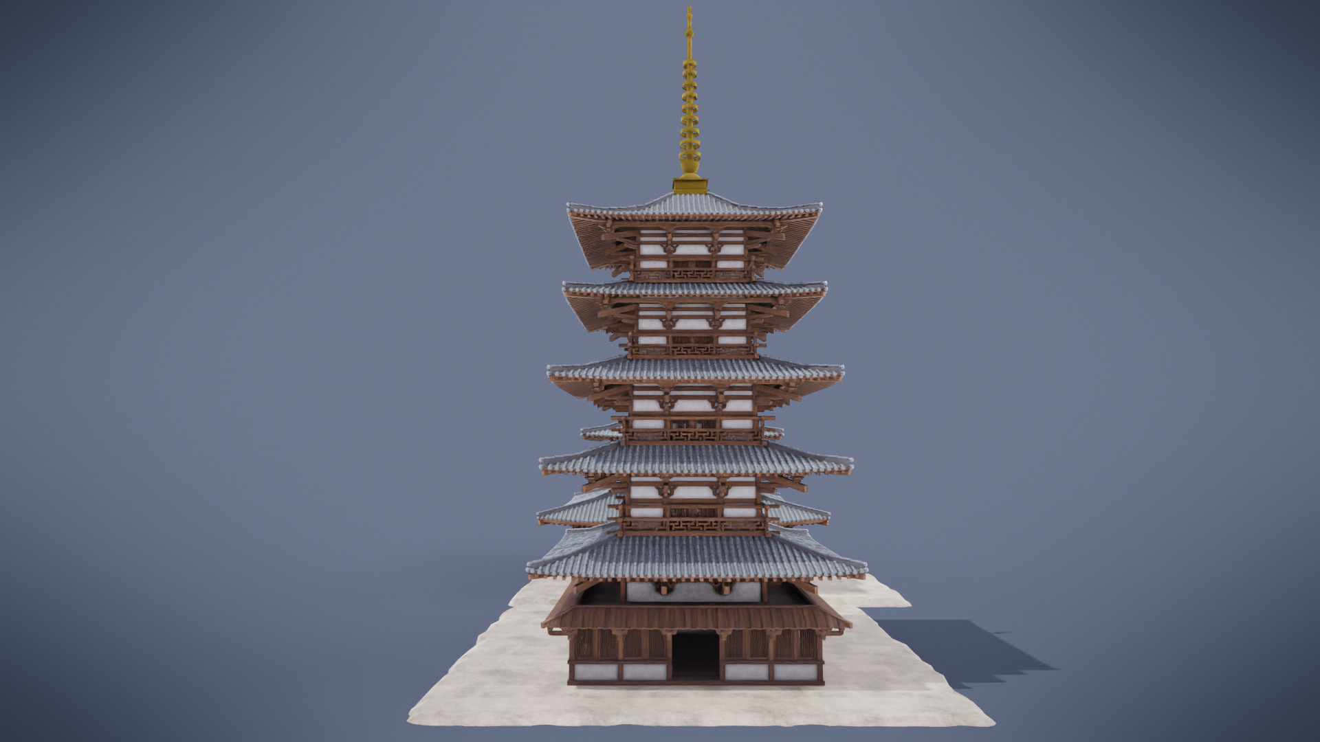 Japanese Shrine Low-poly 3D model_5