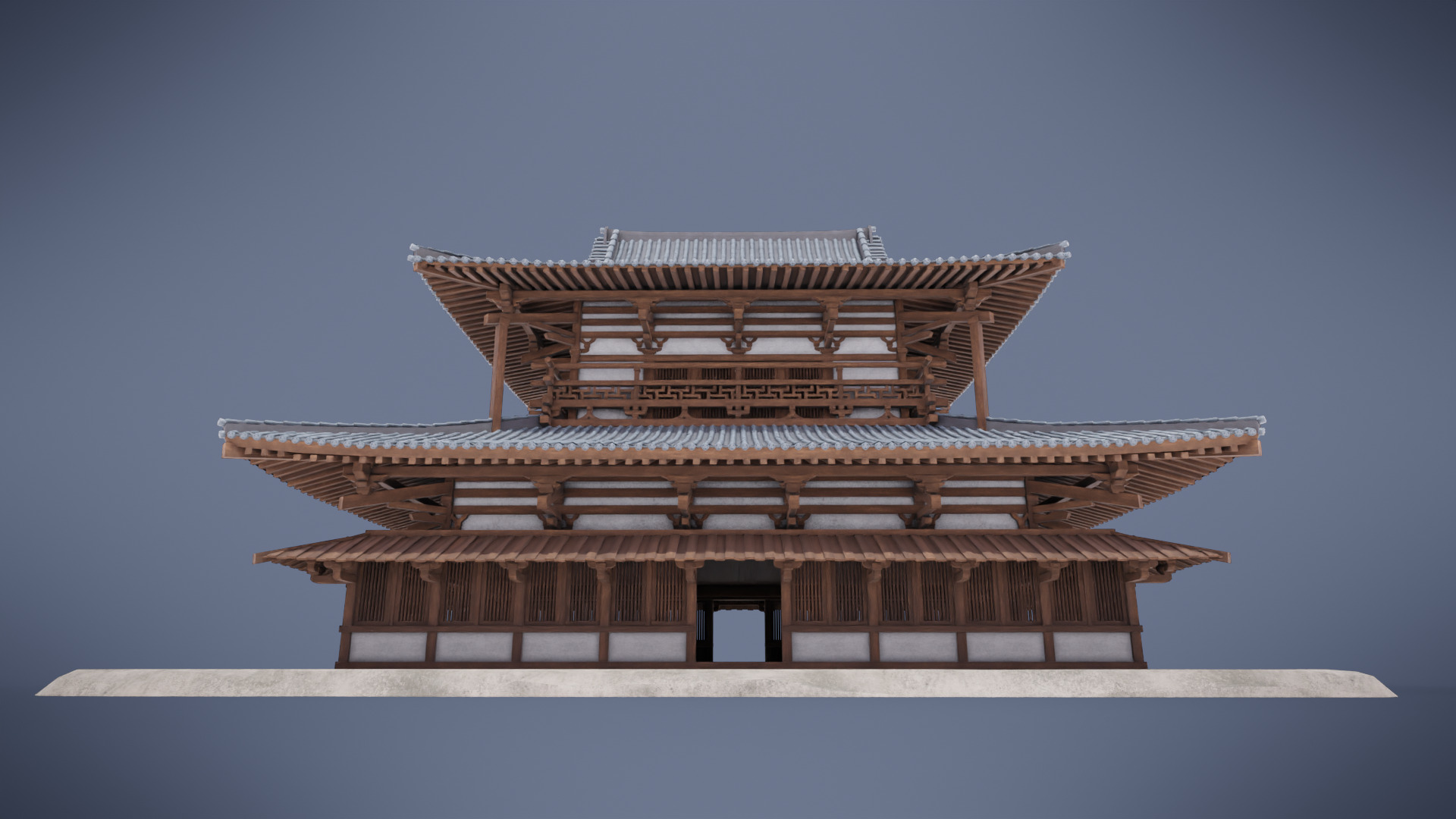 Japanese Shrine Low-poly 3D model_10