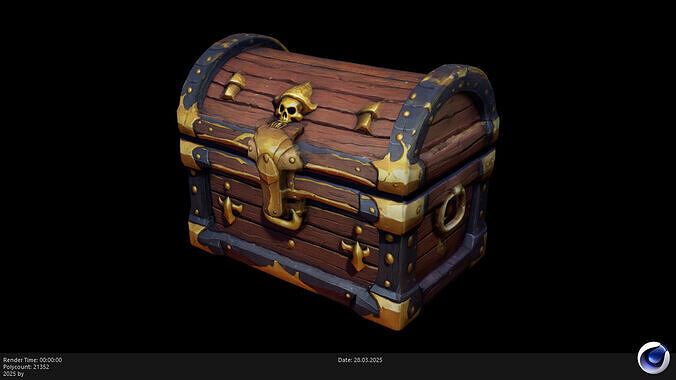 Low Poly Stylized Treasure Chest AI Low-poly 3D model