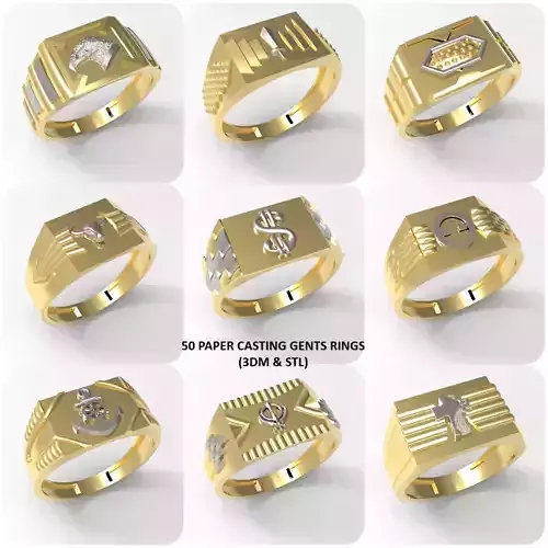 50 Paper Casting Gents Rings Lot  3D print model