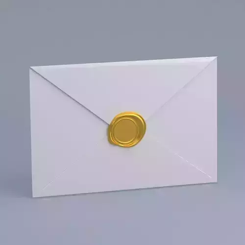 Envelope With Gold Seal 3D model