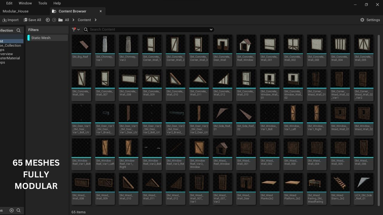 Modular Houses Low-poly 3D model_2