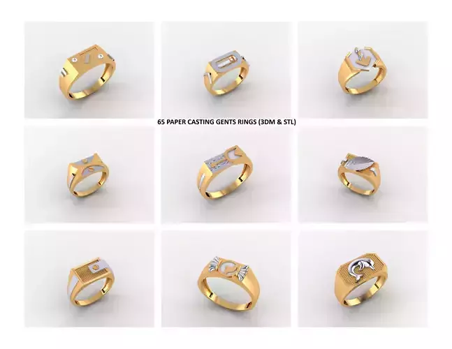 65 Latest Paper Casting Gents Rings Lot 3D print model