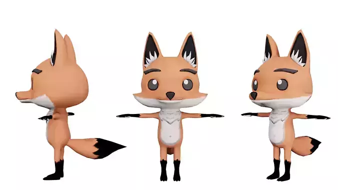Cartoon Fox   Low-poly 3D model
