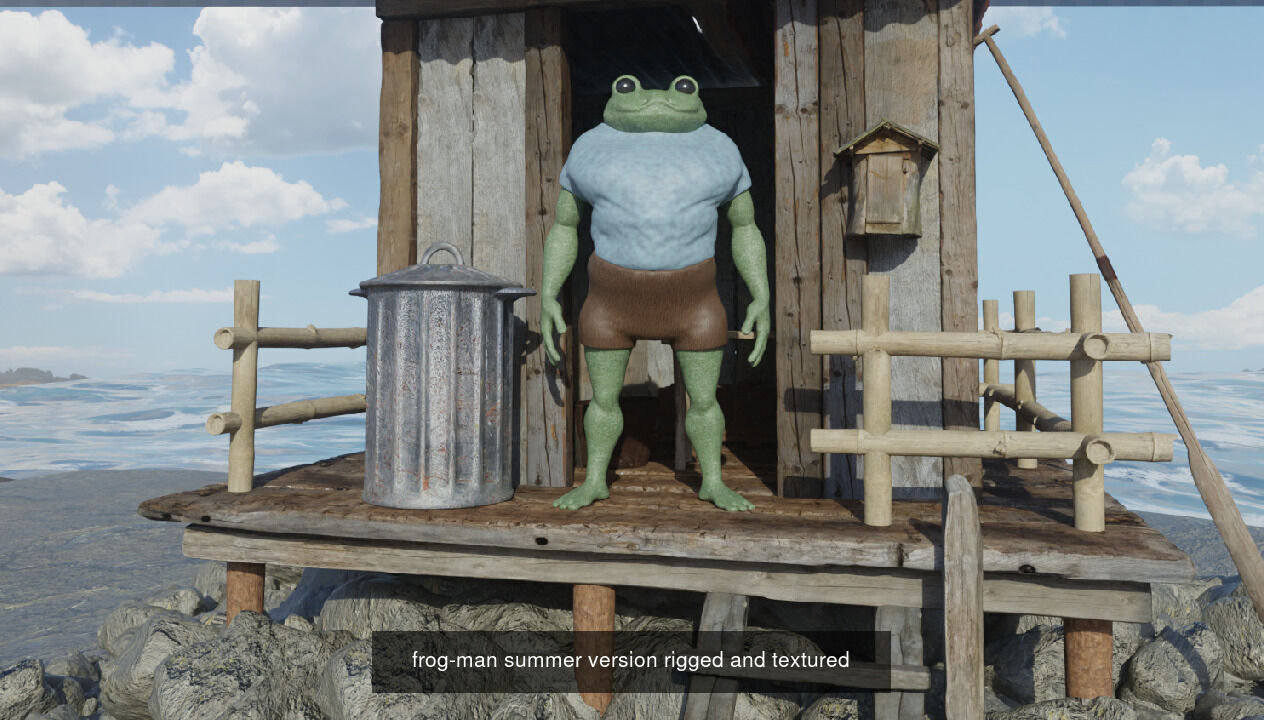 frog-man summer and normal versions 3D Model Collection_4