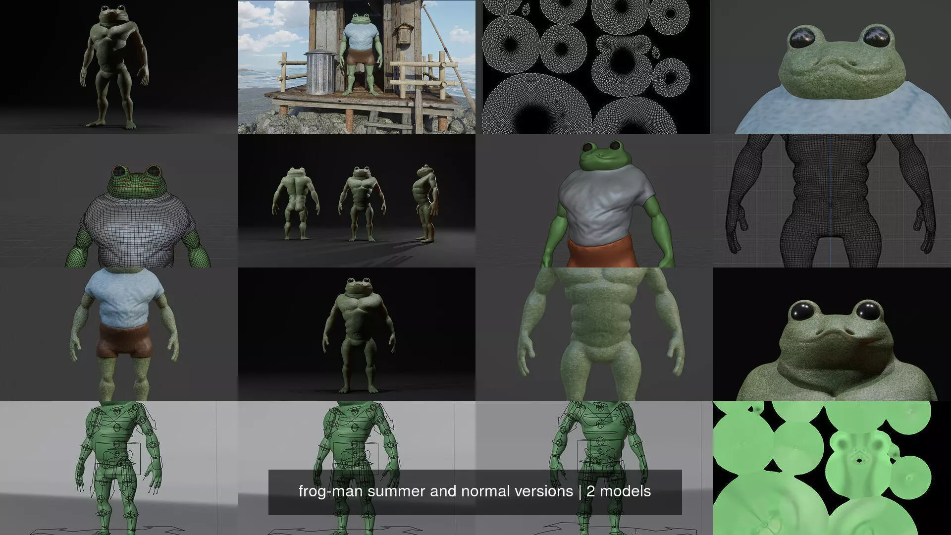 frog-man summer and normal versions 3D Model Collection_0