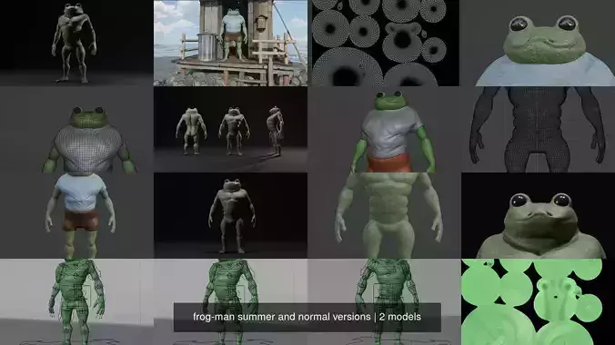 frog-man summer and normal versions 3D Model Collection