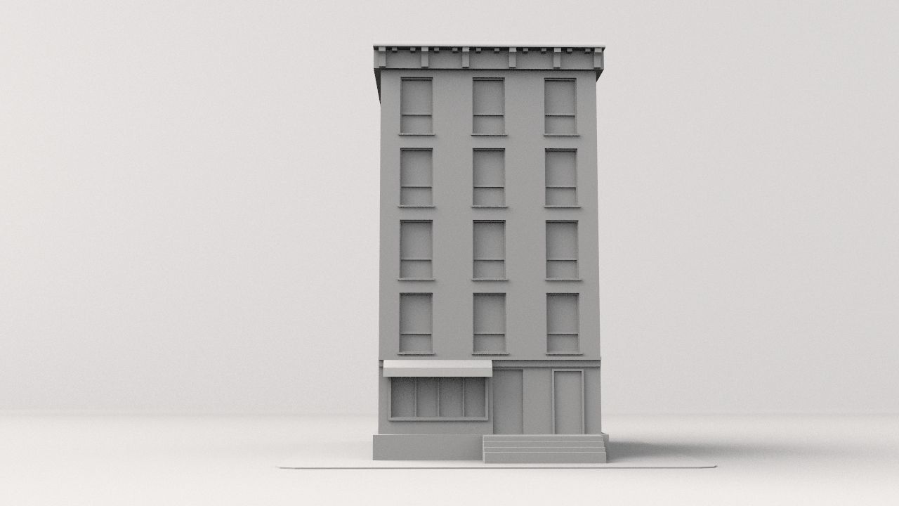 City building Low-poly 3D model_1