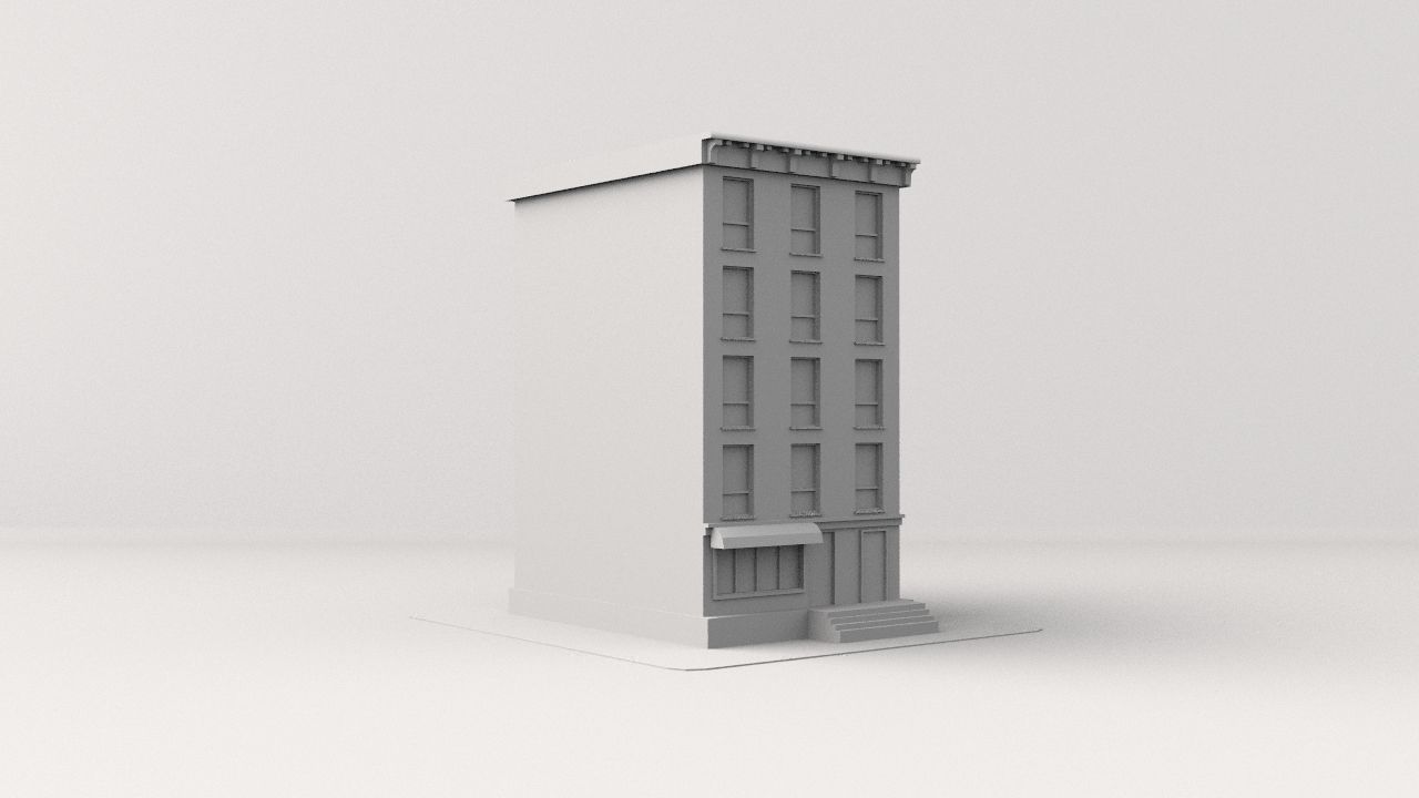 City building Low-poly 3D model_2