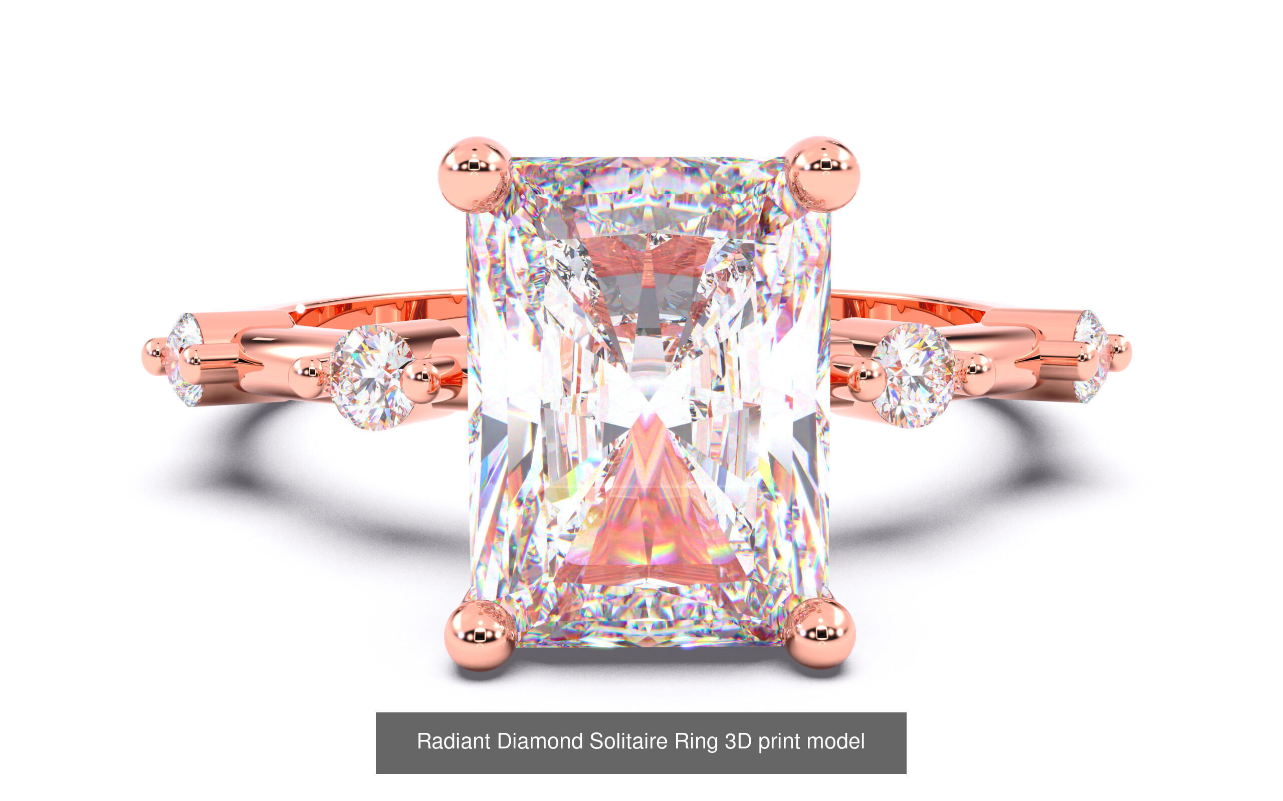 30 Radiant Diamond Solitaire Rings 3D Model Collection_31