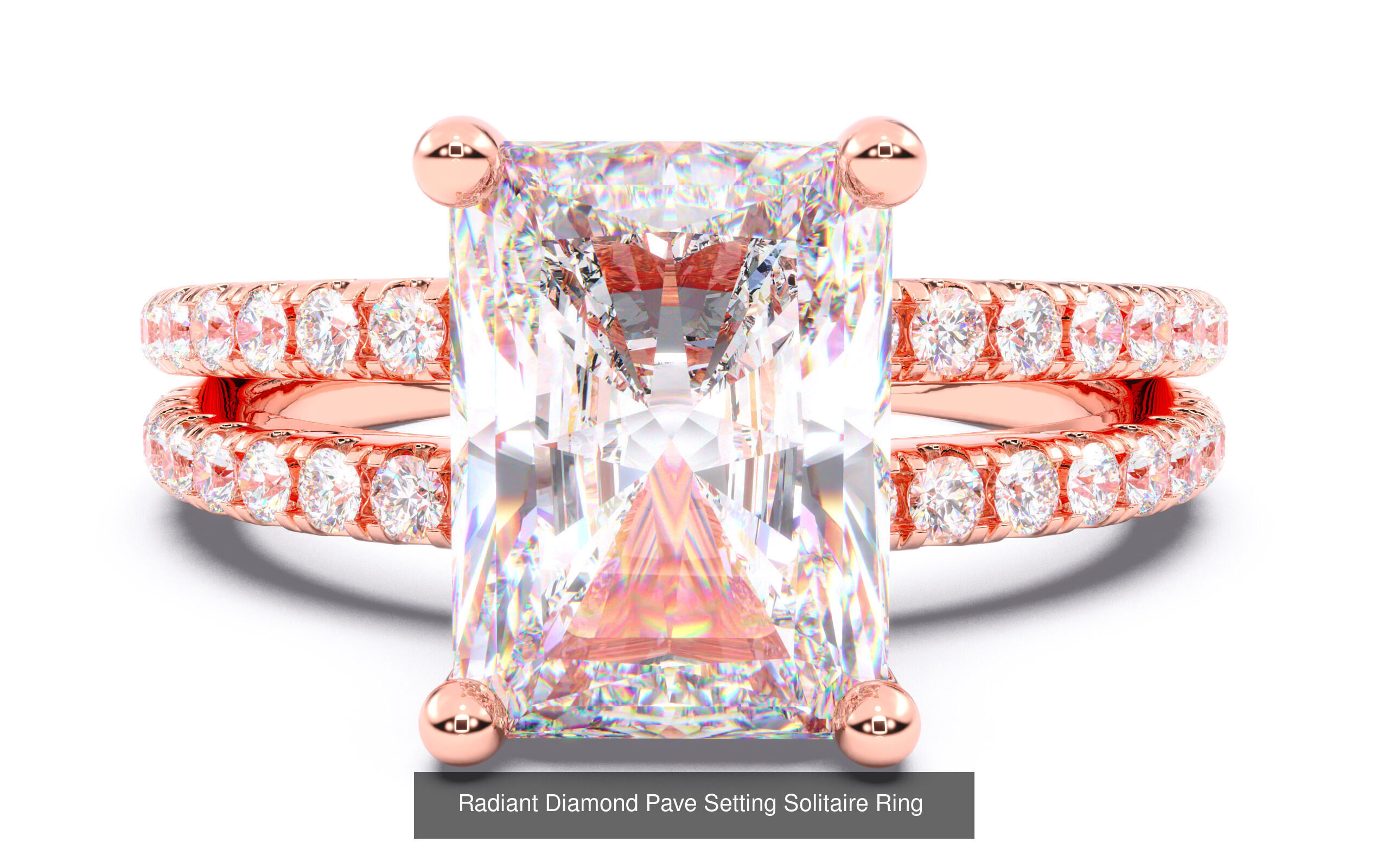30 Radiant Diamond Solitaire Rings 3D Model Collection_15