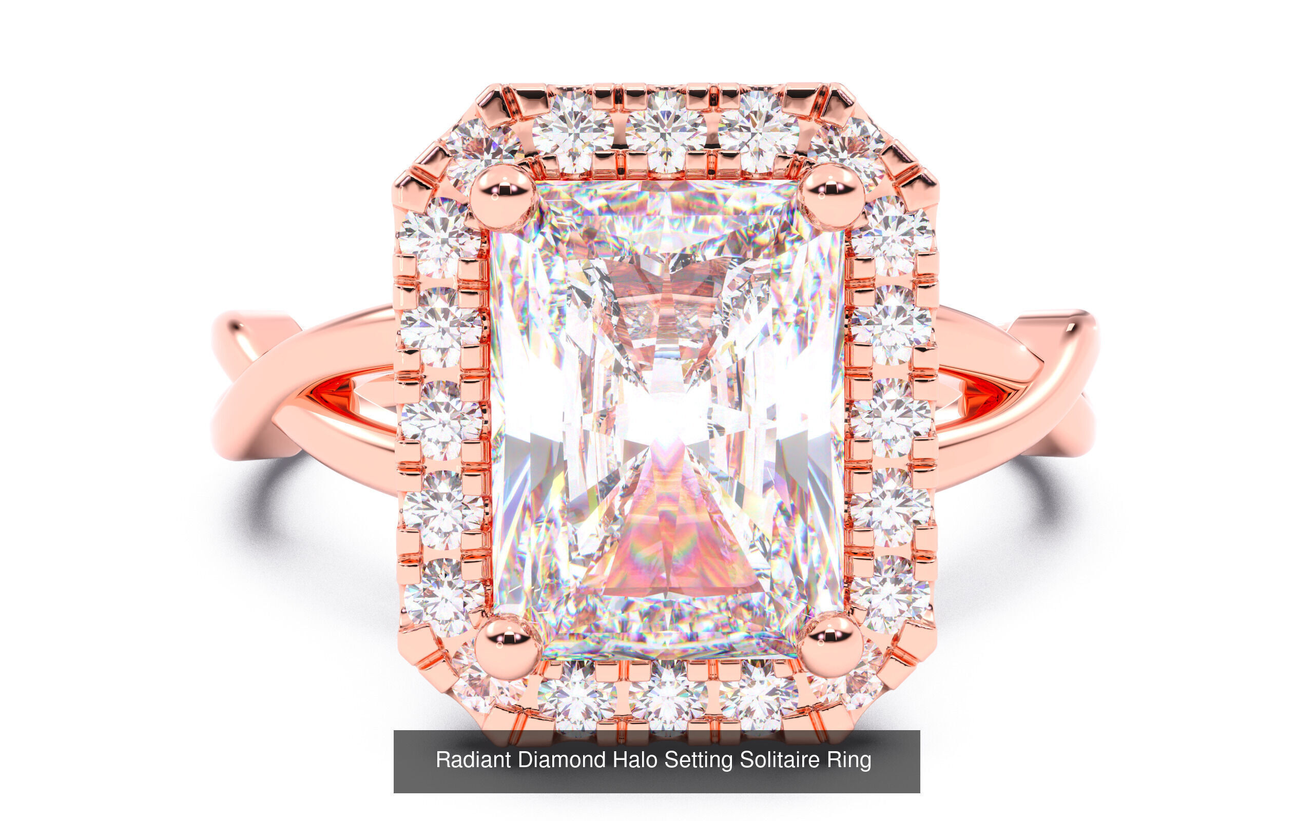 30 Radiant Diamond Solitaire Rings 3D Model Collection_9