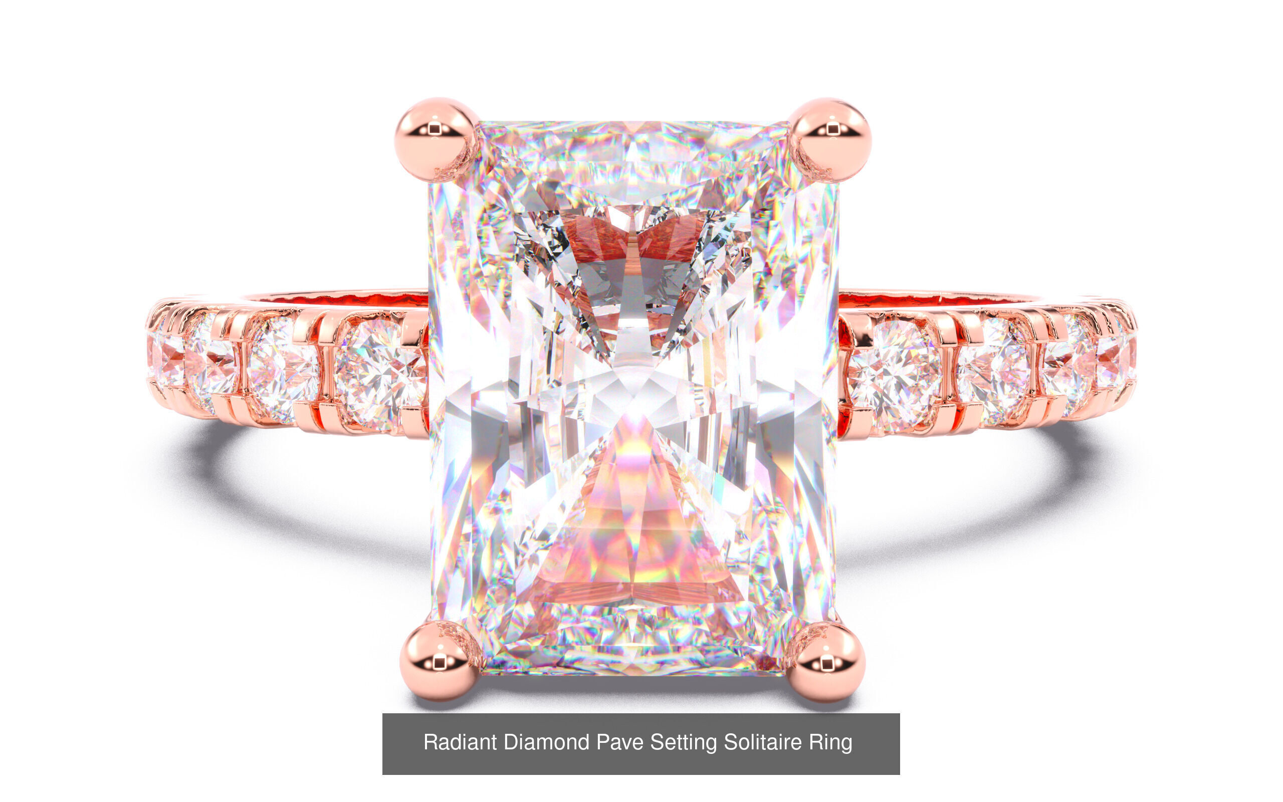 30 Radiant Diamond Solitaire Rings 3D Model Collection_14