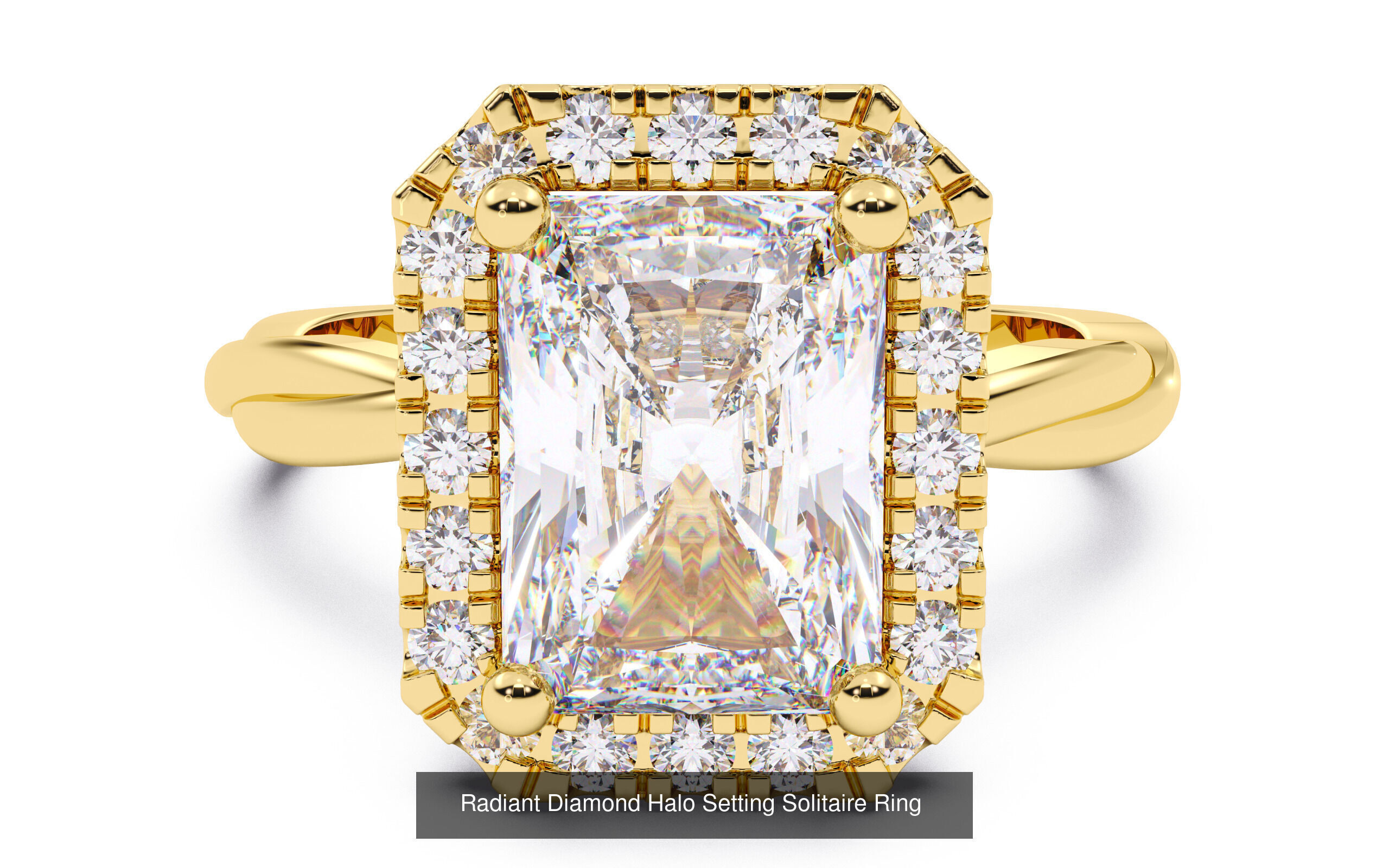 30 Radiant Diamond Solitaire Rings 3D Model Collection_32