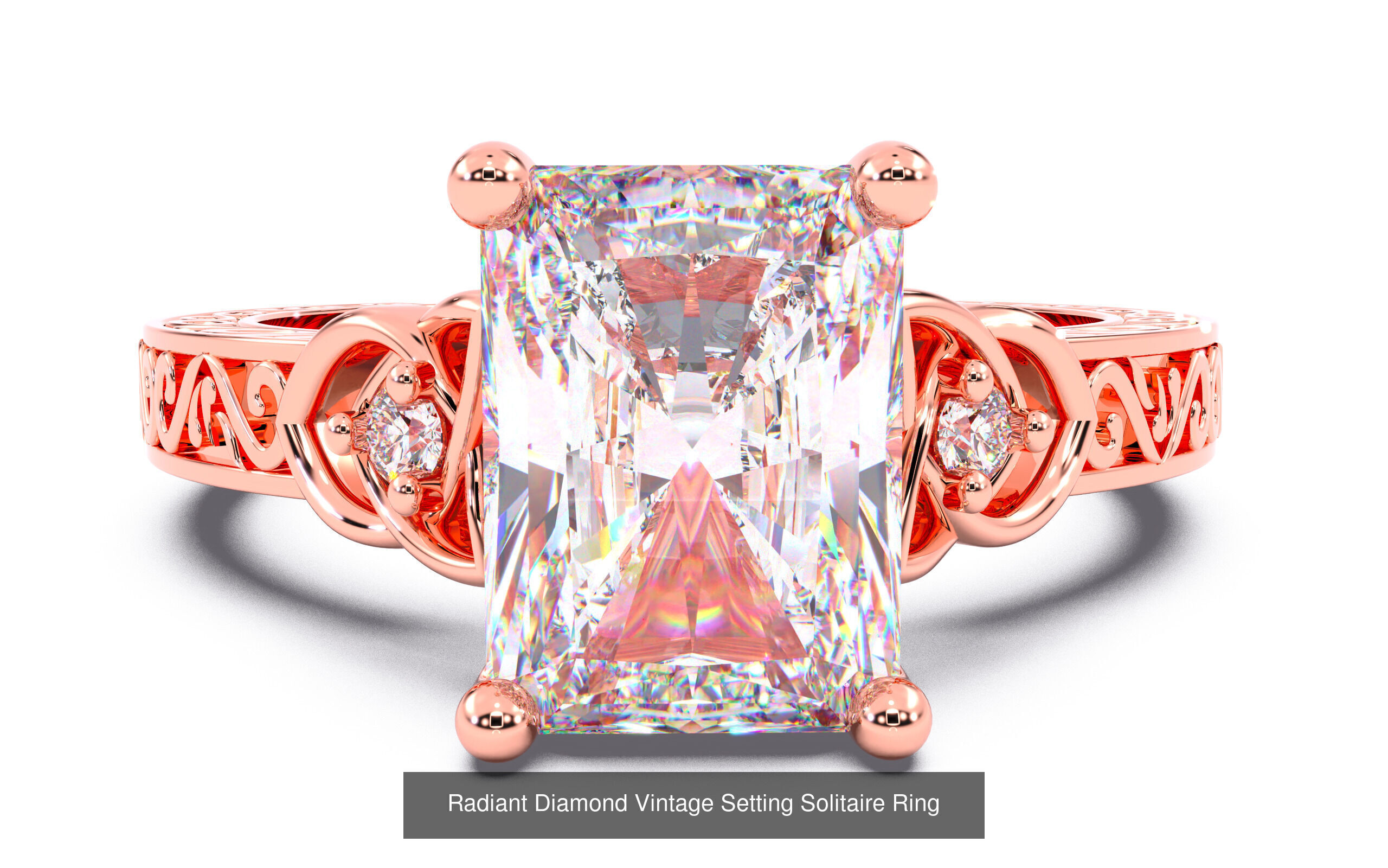 30 Radiant Diamond Solitaire Rings 3D Model Collection_29
