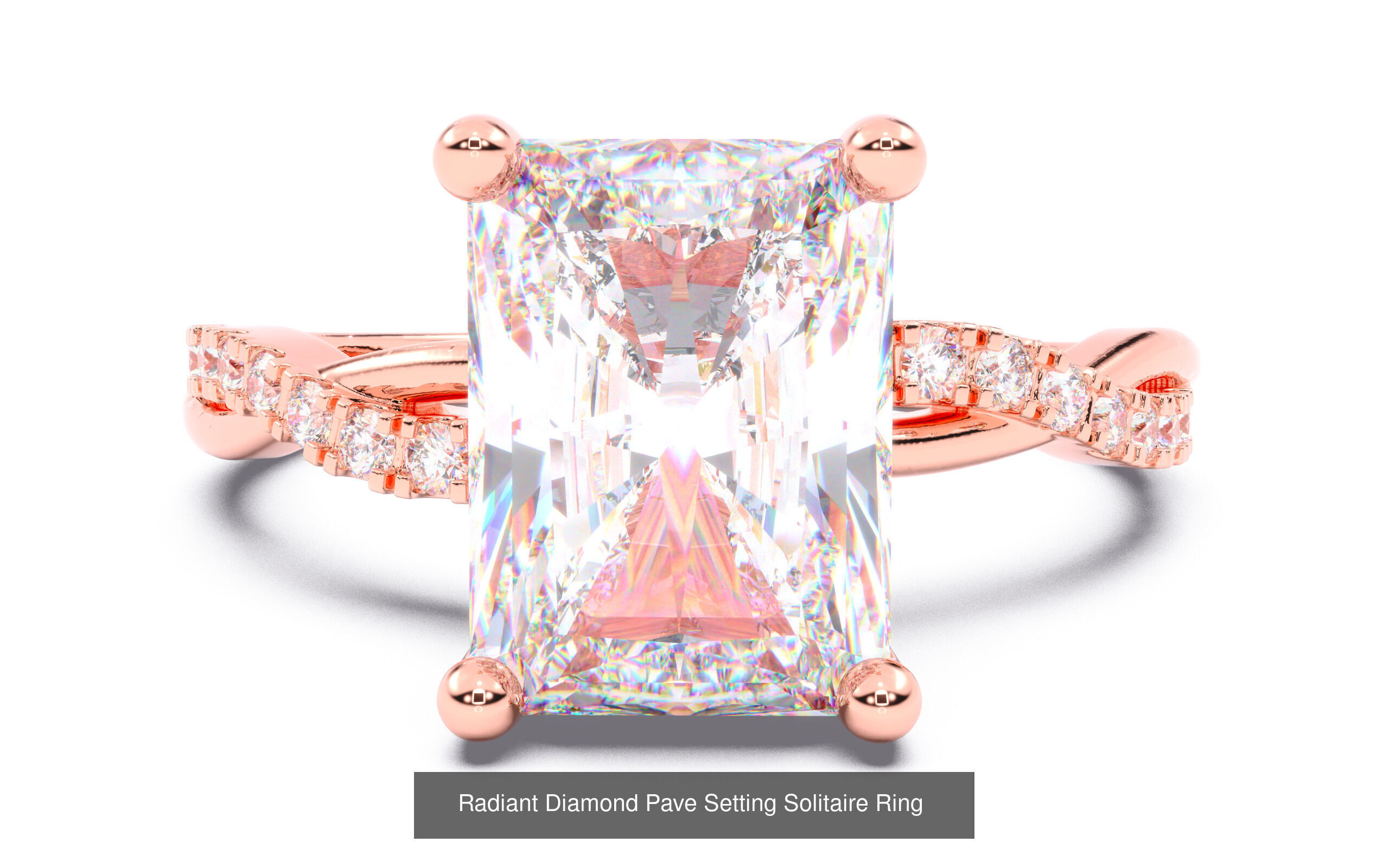 30 Radiant Diamond Solitaire Rings 3D Model Collection_16