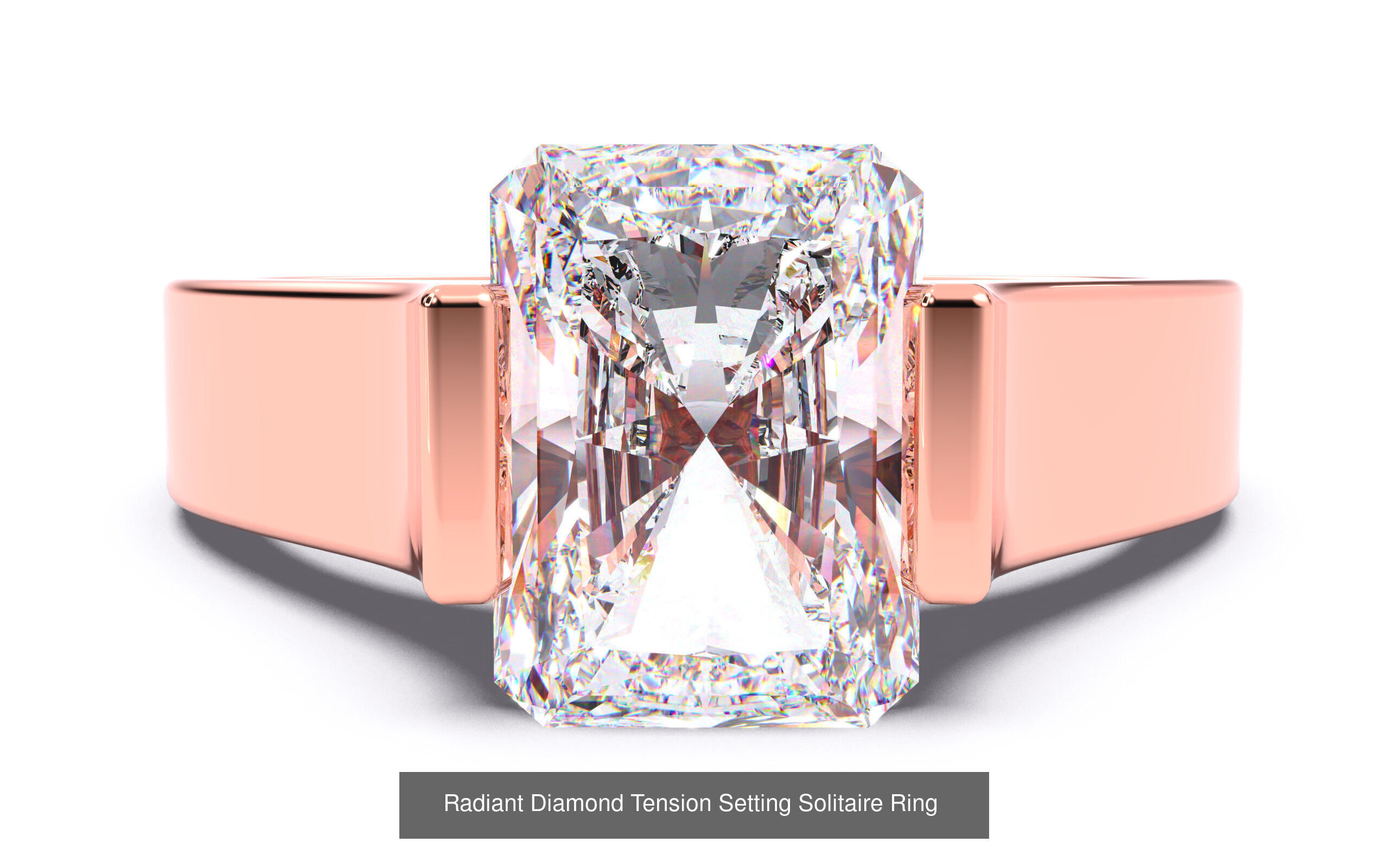 30 Radiant Diamond Solitaire Rings 3D Model Collection_30
