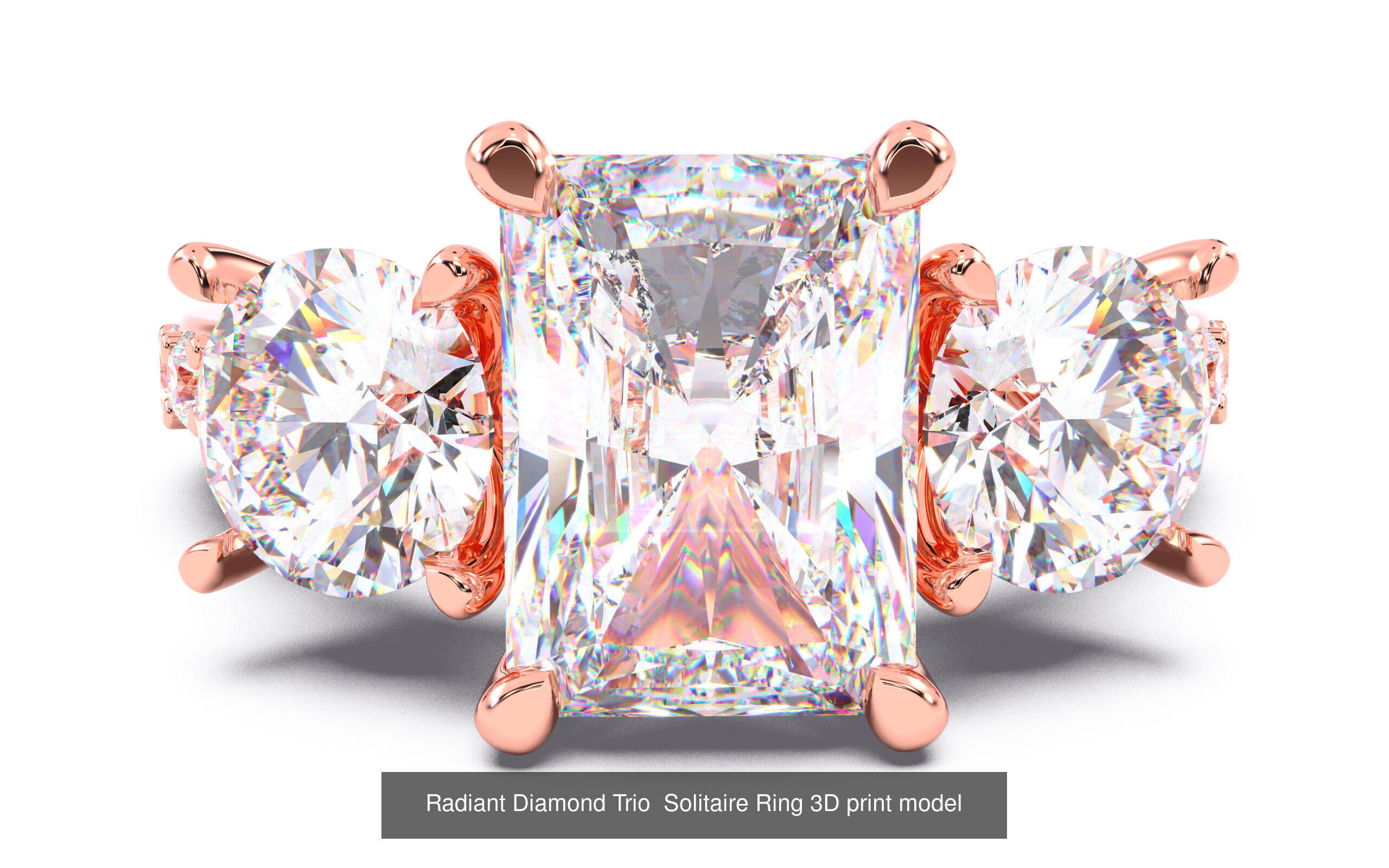 30 Radiant Diamond Solitaire Rings 3D Model Collection_28