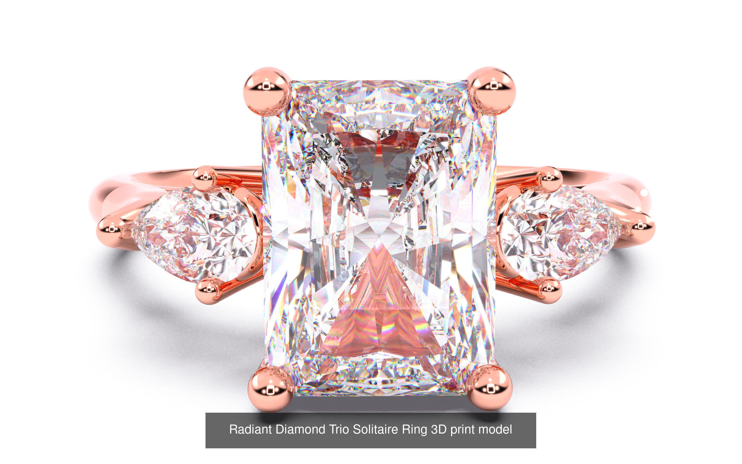 30 Radiant Diamond Solitaire Rings 3D Model Collection_25