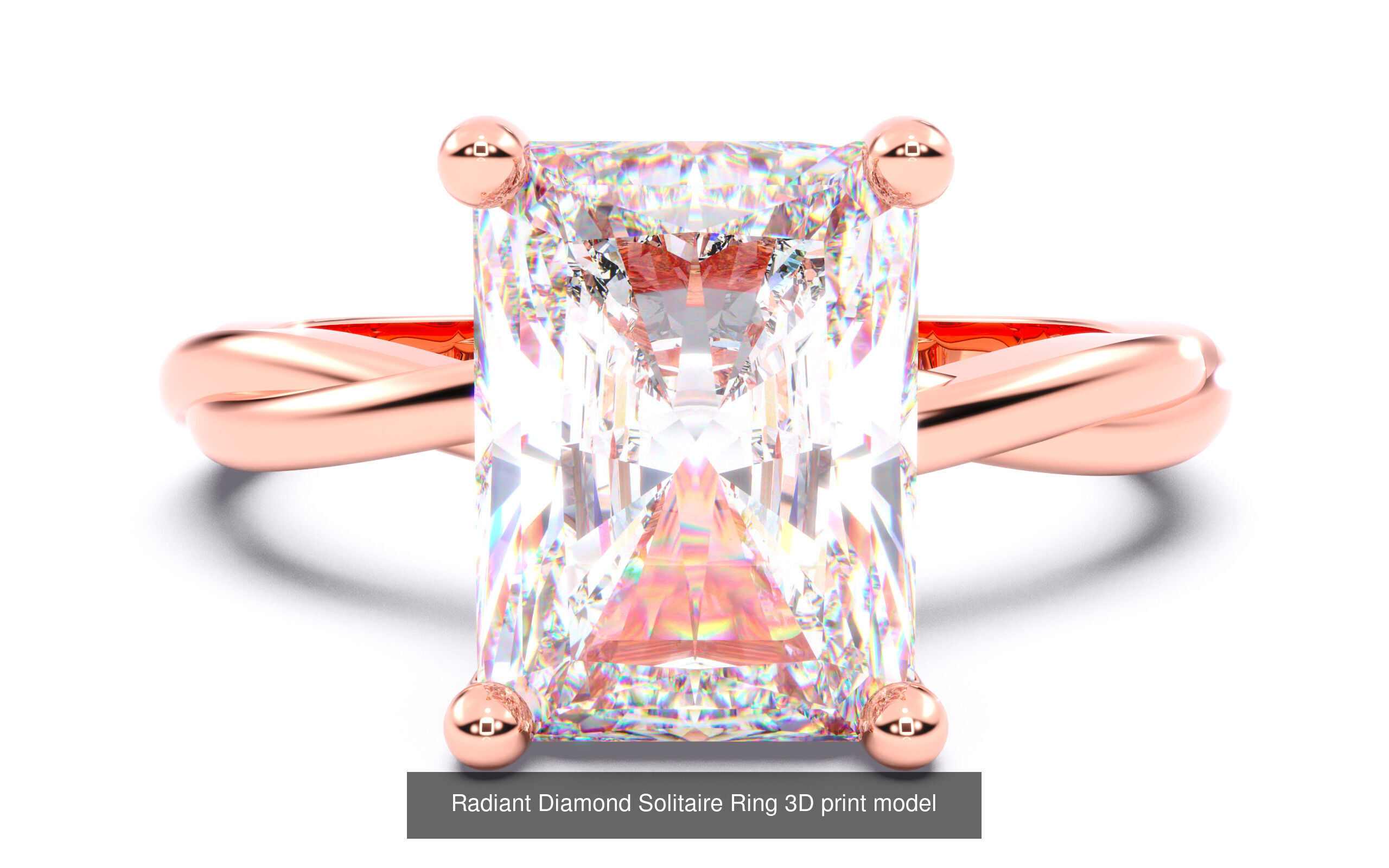 30 Radiant Diamond Solitaire Rings 3D Model Collection_20