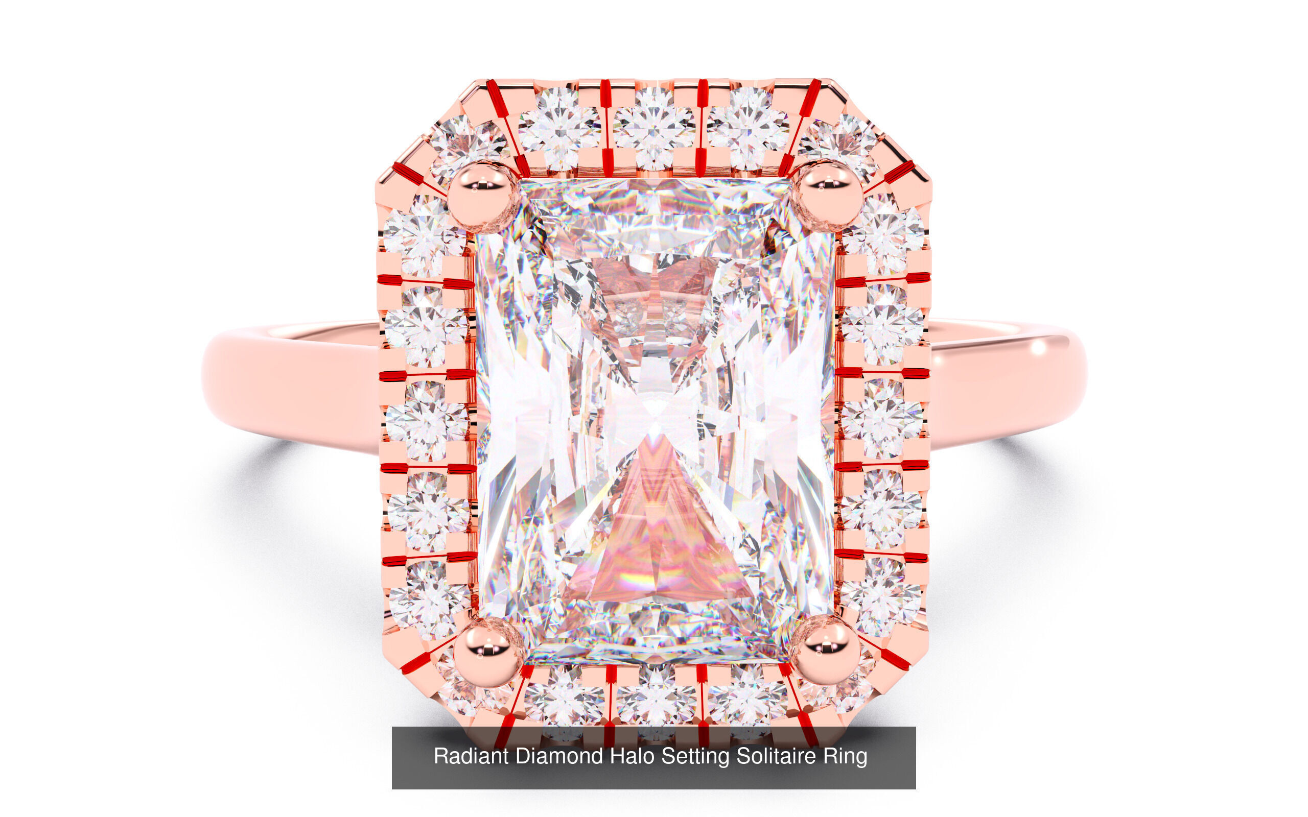 30 Radiant Diamond Solitaire Rings 3D Model Collection_8