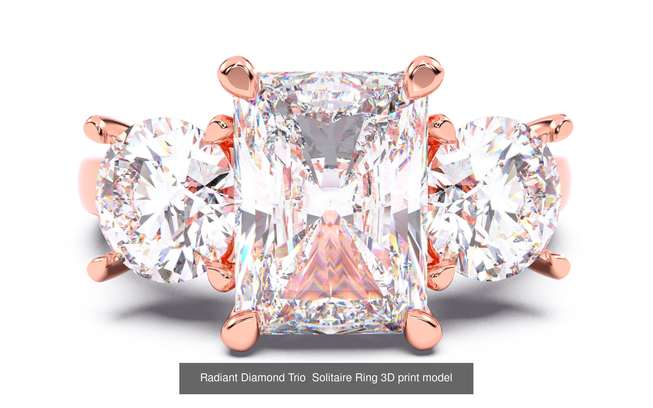 30 Radiant Diamond Solitaire Rings 3D Model Collection_26