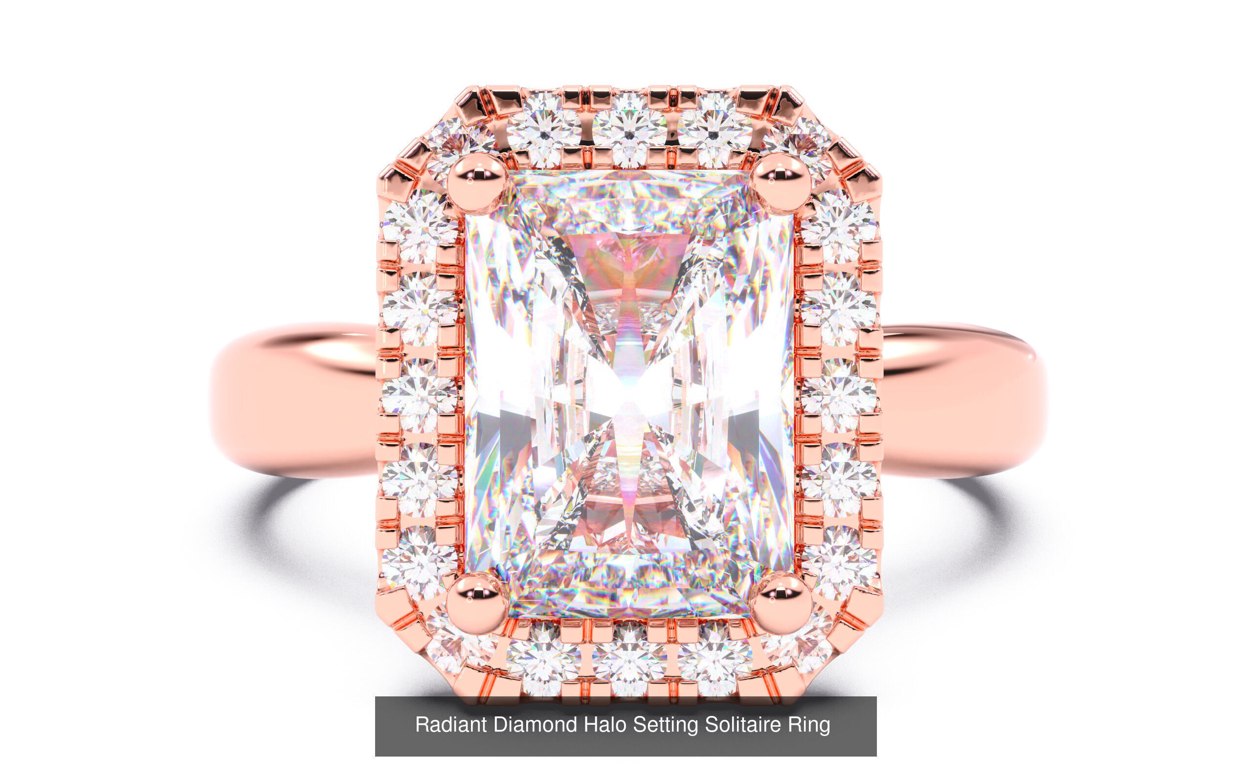 30 Radiant Diamond Solitaire Rings 3D Model Collection_10