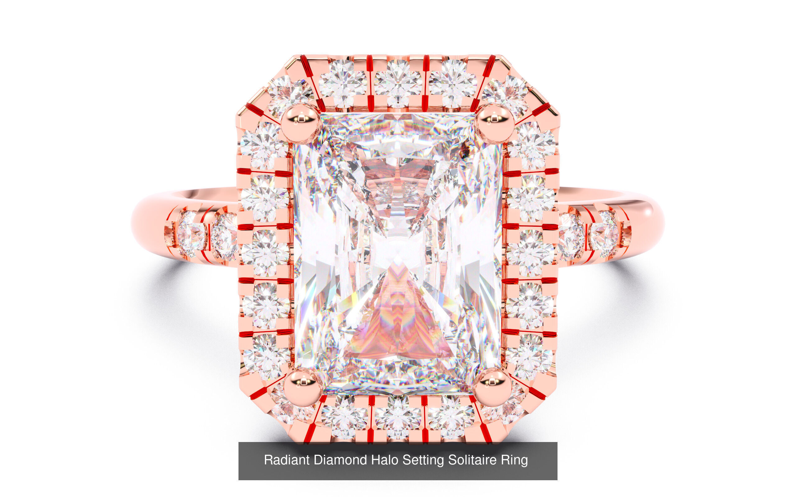 30 Radiant Diamond Solitaire Rings 3D Model Collection_7