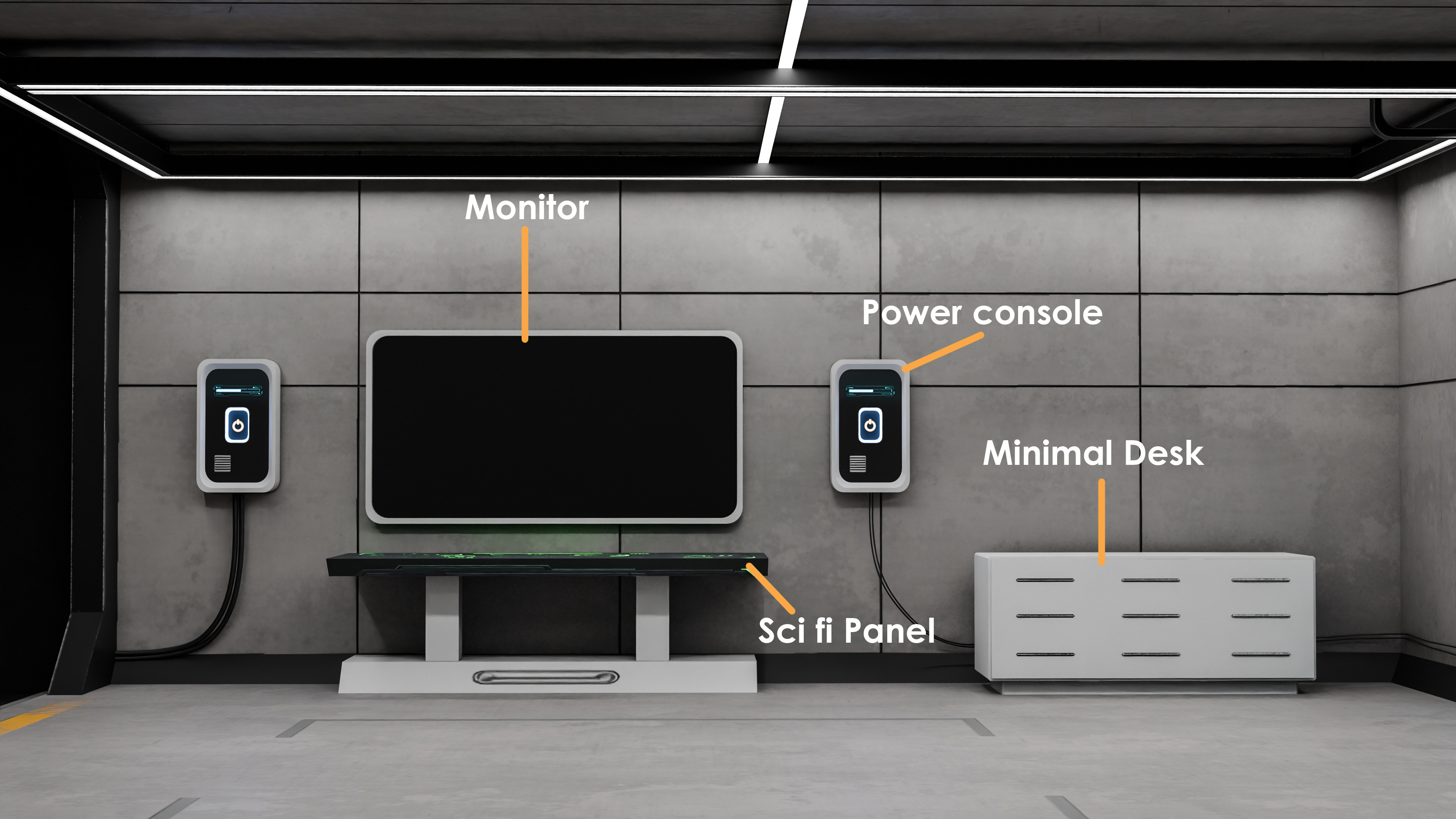 Futuristic Sci-Fi Control Room  Free low-poly 3D model_2