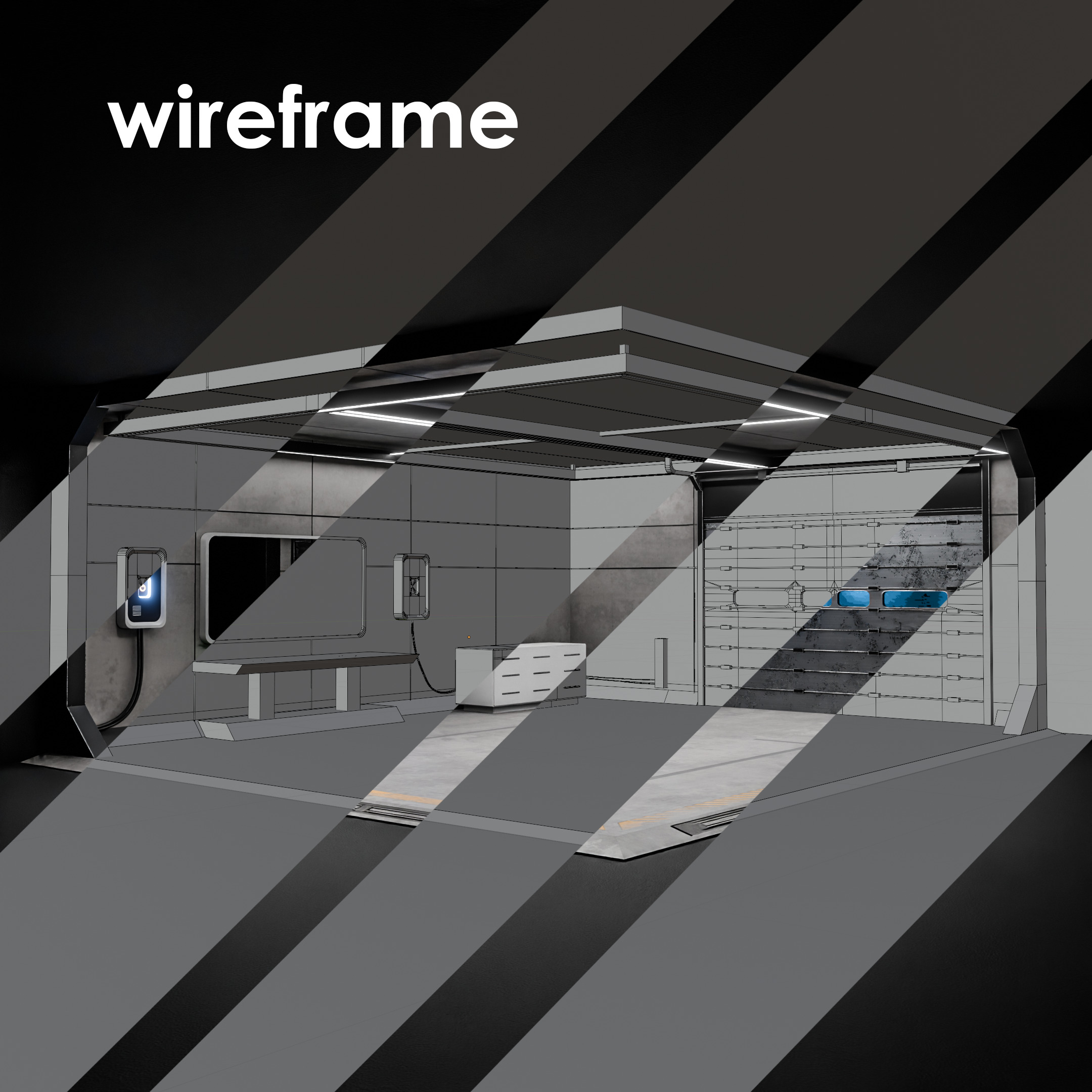 Futuristic Sci-Fi Control Room  Free low-poly 3D model_5