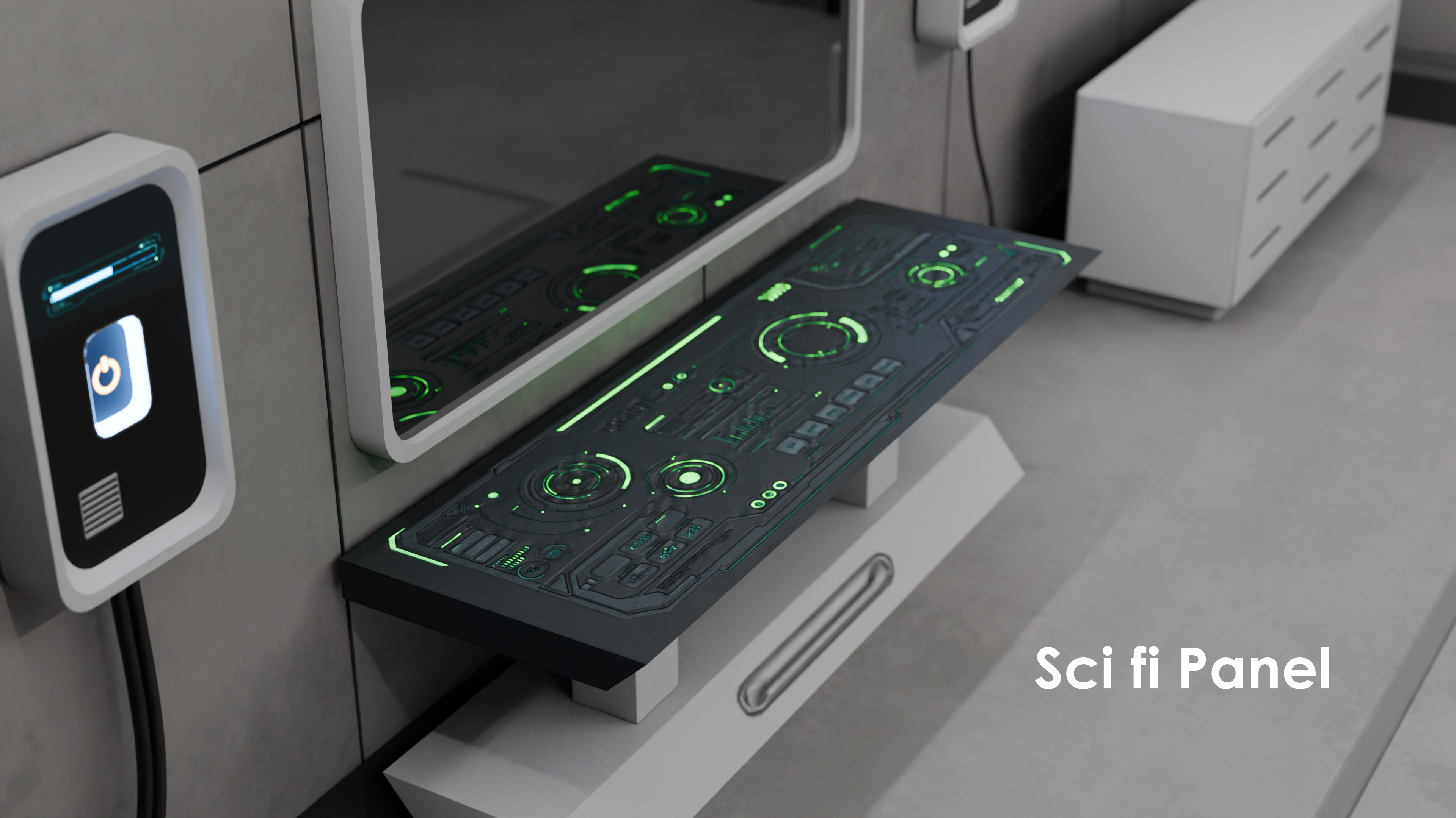 Futuristic Sci-Fi Control Room  Free low-poly 3D model_3