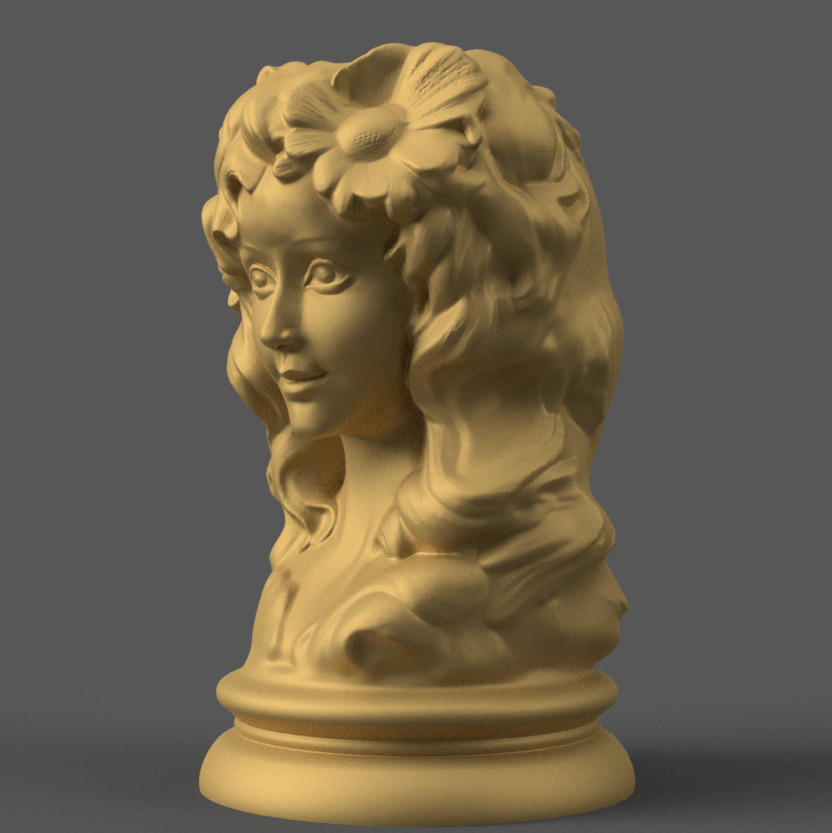 Elegant Woman Head Planter 3D STL File for Decoration 3D print model_1