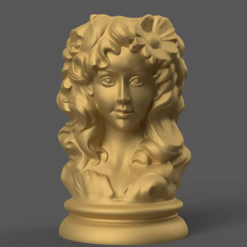 Elegant Woman Head Planter 3D STL File for Decoration 3D print model_0