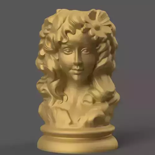 Elegant Woman Head Planter 3D STL File for Decoration