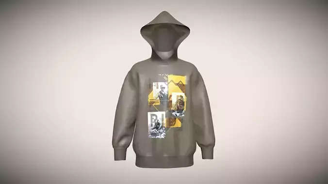 Mens Knit Hoodie-RID In Low Poly